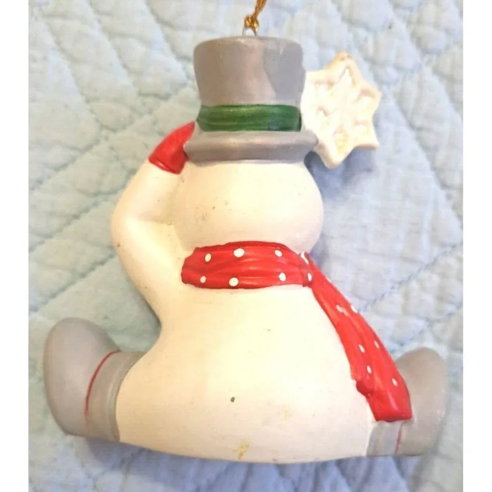 Unbranded Smiling Snowman Ornament Snowflake Scarf Top Hat